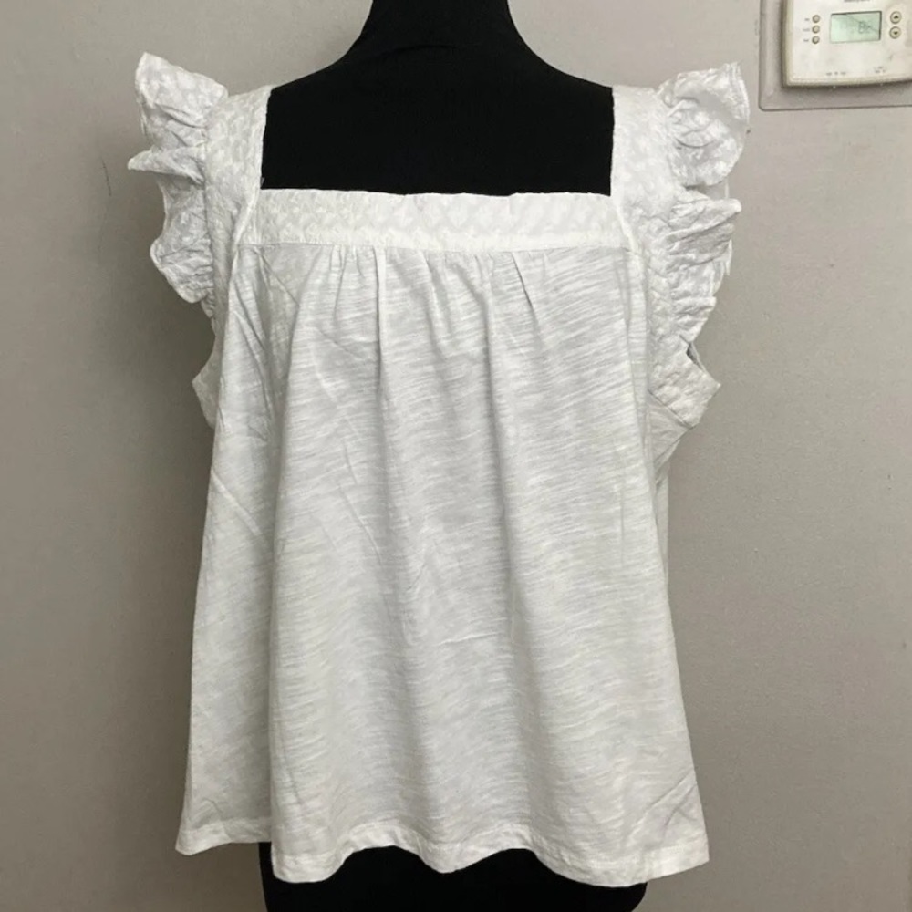 5-19 Everleigh White top Cotton Ruffle sleeve XXL NWT 2xl